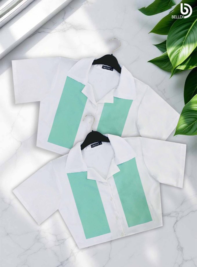 SHORT SLEEVE FRONT OPENED CROP TOP