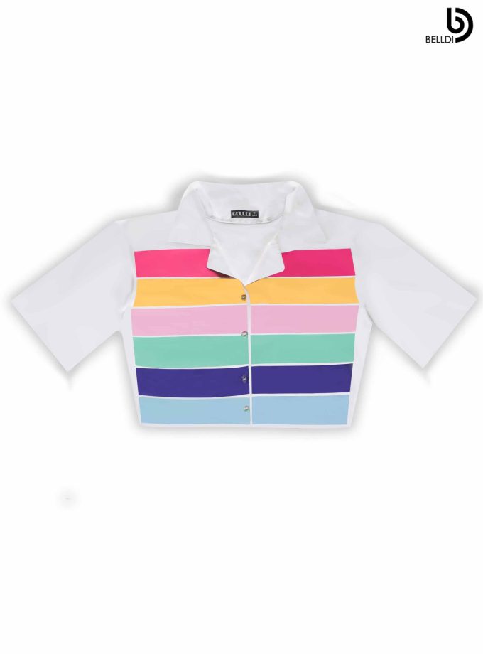 SHORT SLEEVE FRONT OPENED CROP TOP