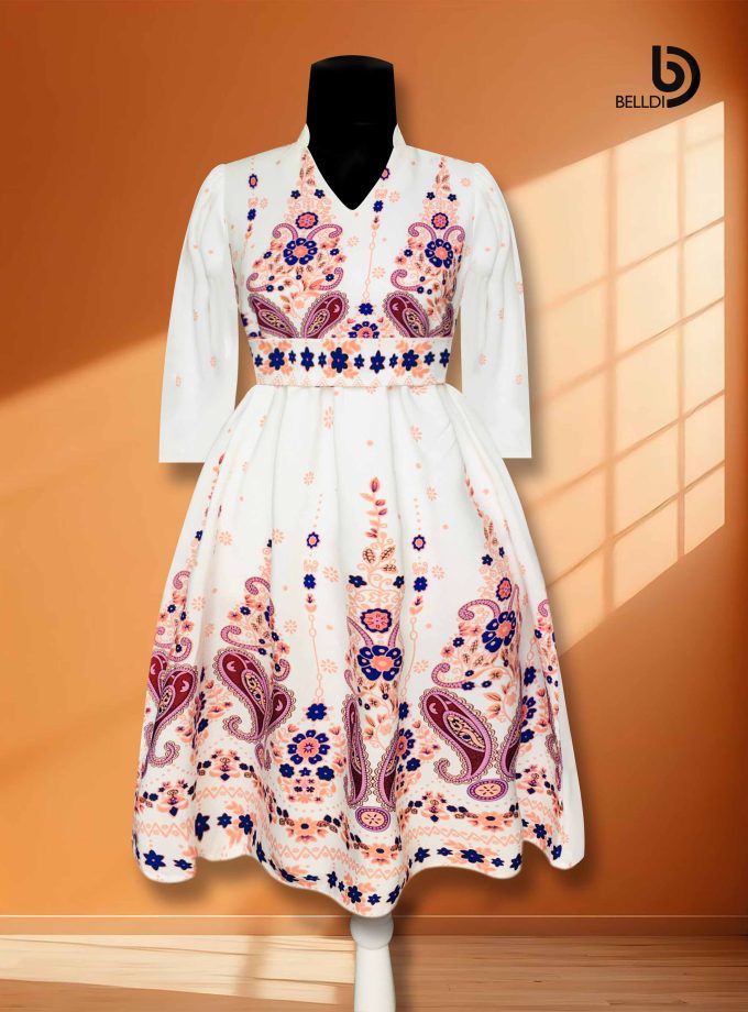 MANDARIN COLLAR V-NECK SHORT DRESS