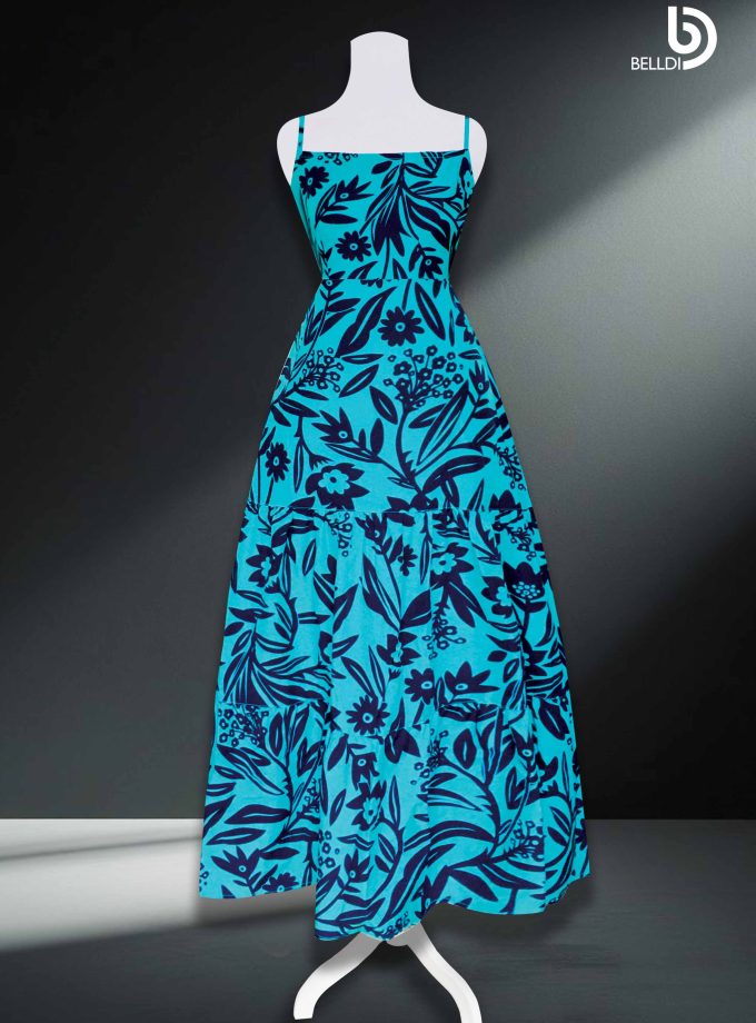 SQUARE NECK SPAGHETTI STRAPS PLANE LONG DRESS
