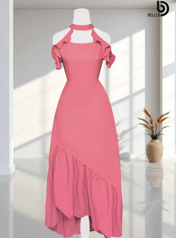 COLD SHOWLDER LONG DRESS