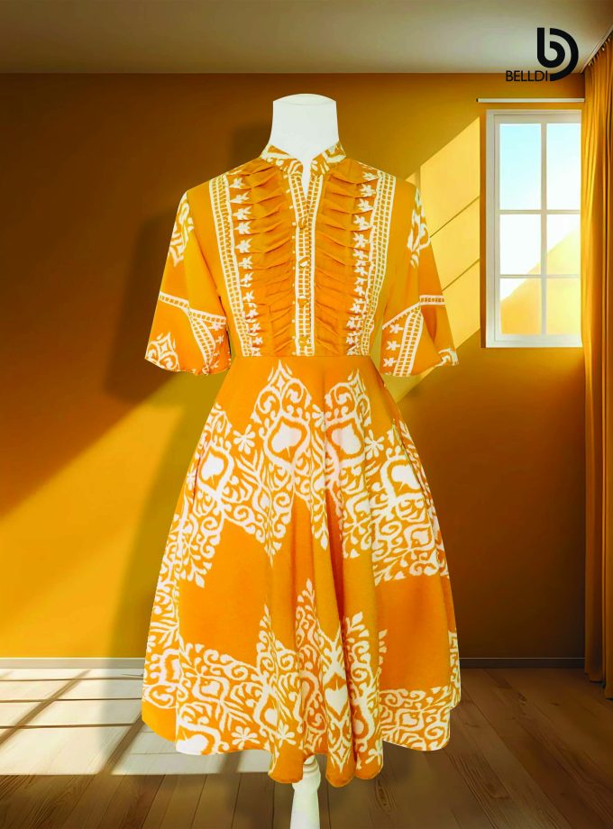 MANDARIN COLLAR  SHORT DRESS