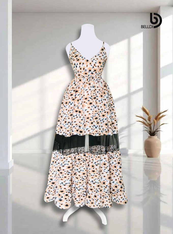 V-NECK SPAGHETTI STRAP  LONG DRESS