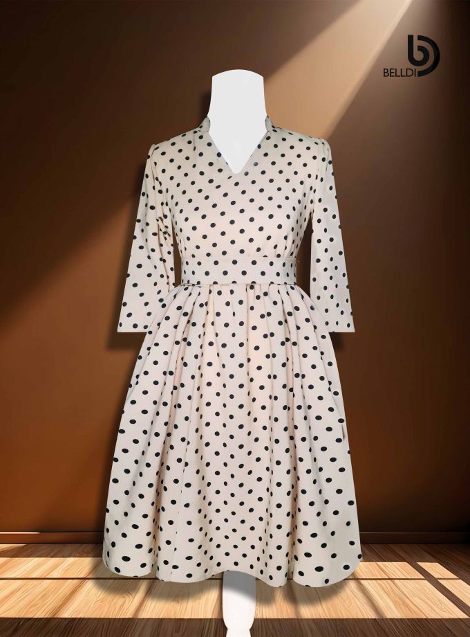 MANDARIN COLLAR V-NECK SHORT DRESS