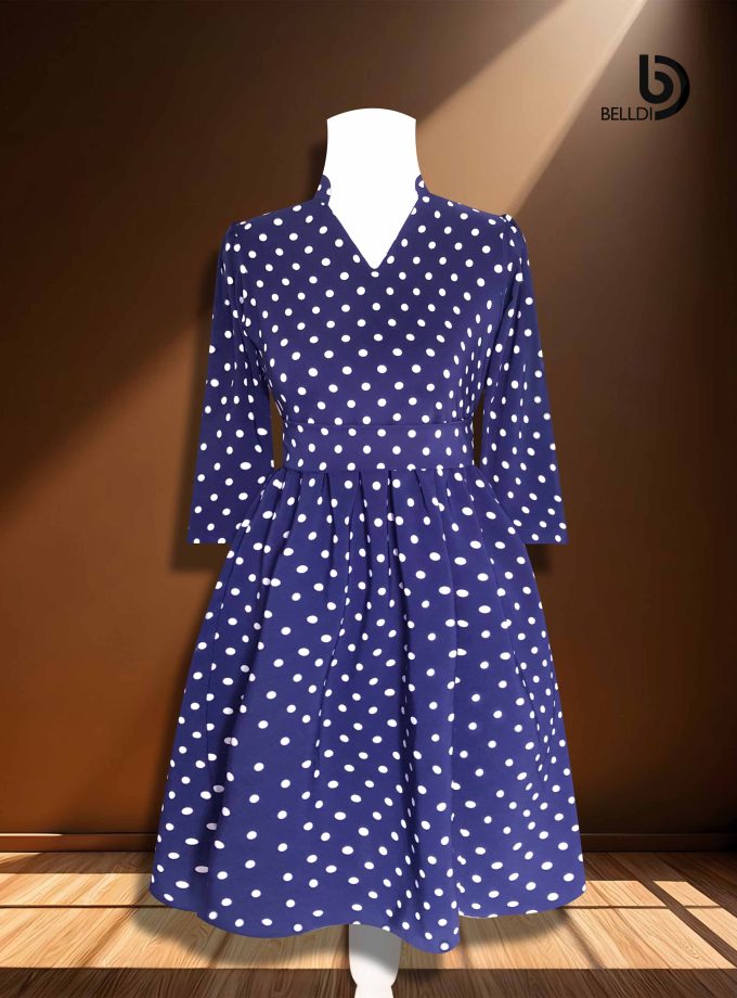 MANDARIN COLLAR V-NECK SHORT DRESS