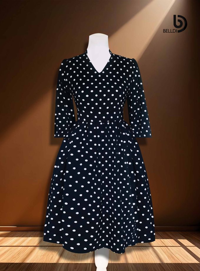 MANDARIN COLLAR V-NECK SHORT DRESS