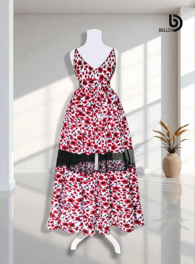 V-NECK SPAGHETTI STRAP  LONG DRESS