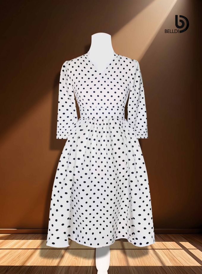 MANDARIN COLLAR V-NECK SHORT DRESS