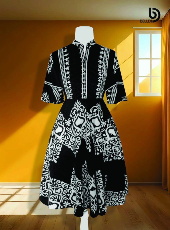 MANDARIN COLLAR  SHORT DRESS