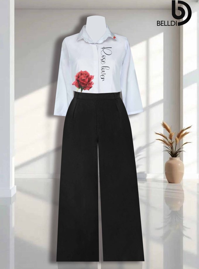 PRINTED LONG SLEEVE BLOUSE & PANT  FULL KIT