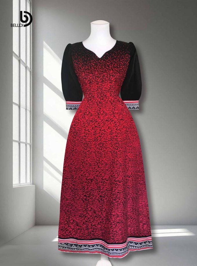 PUFF SLEEVE LONG DRESS