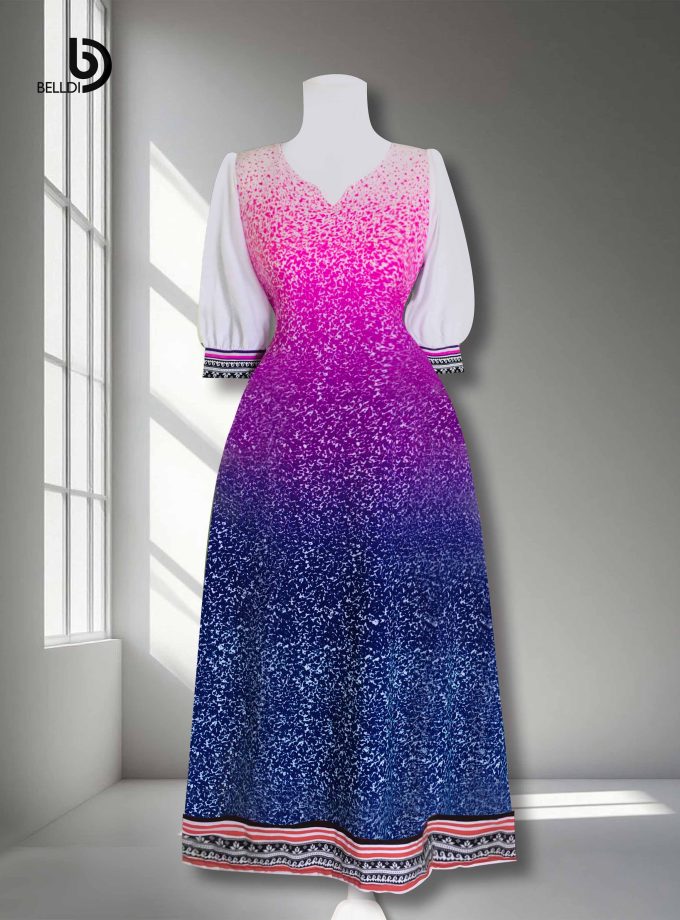 PUFF SLEEVE LONG DRESS