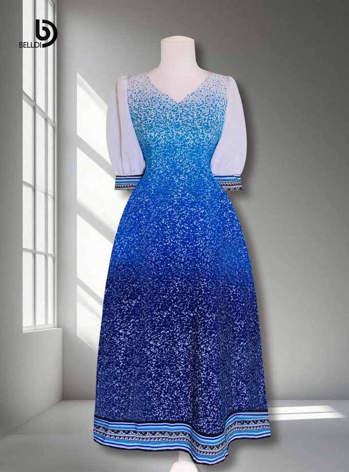 PUFF SLEEVE LONG DRESS