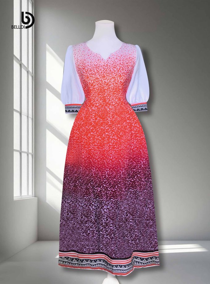 PUFF SLEEVE LONG DRESS