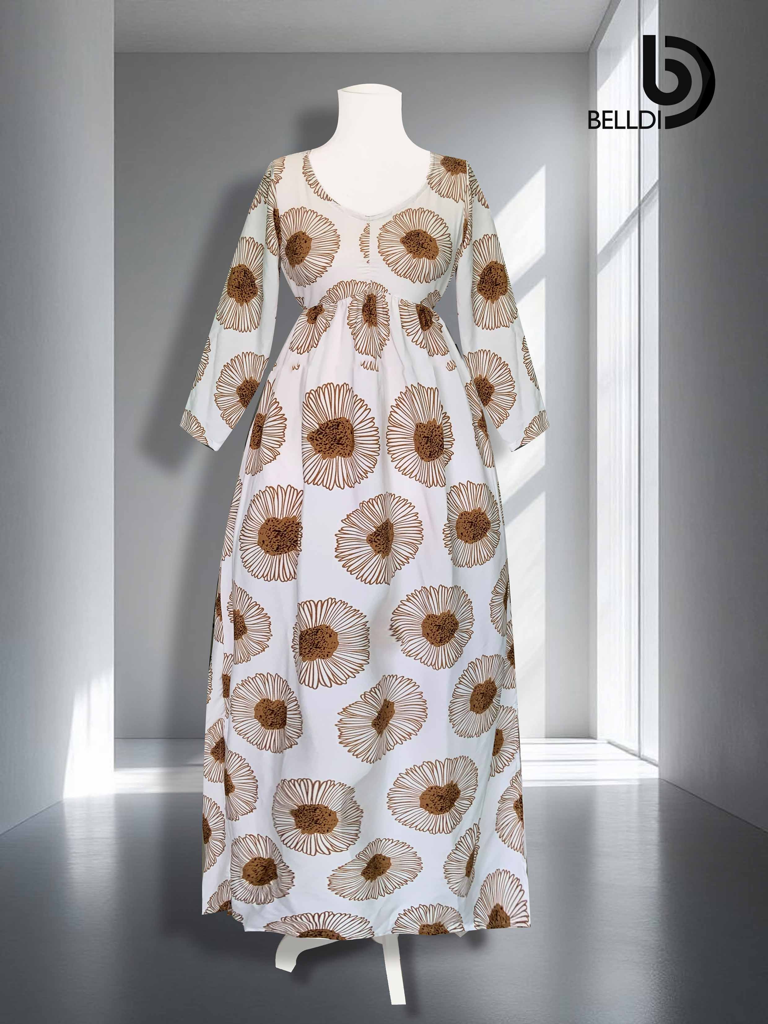V NECK LONG SLEEVE LONG DRESS