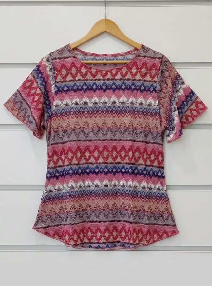BUTTERFLY SLEEVE PRINTED BLOUSE