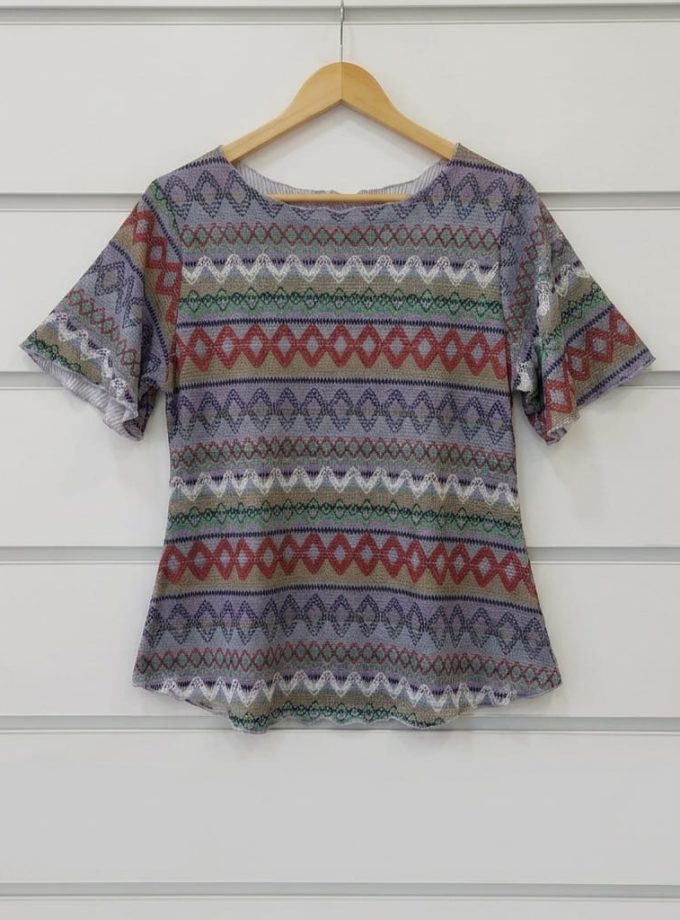 BUTTERFLY SLEEVE PRINTED BLOUSE