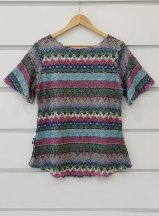 BUTTERFLY SLEEVE PRINTED BLOUSE