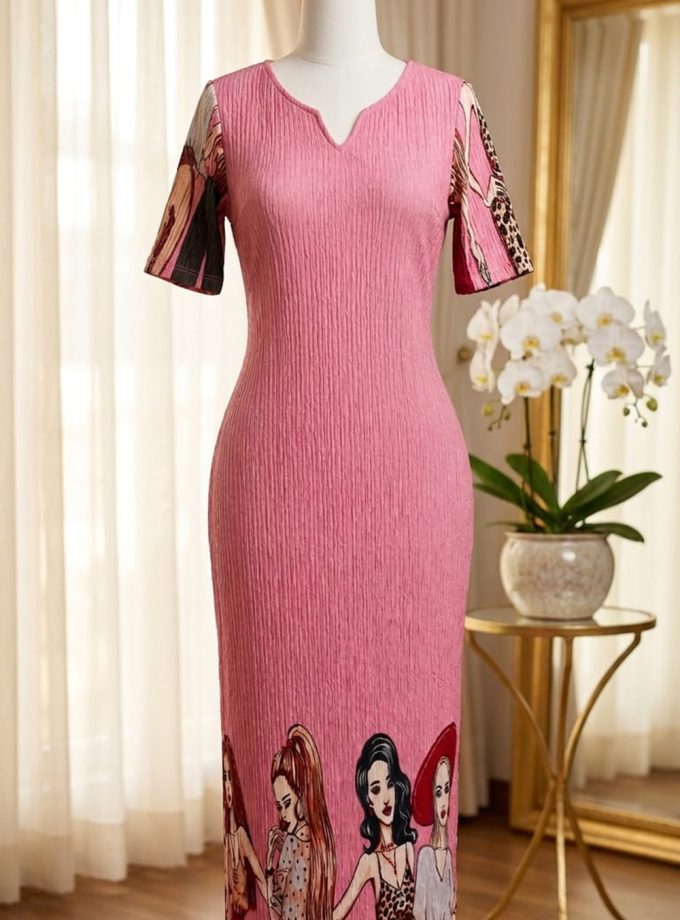 V NECK SHORT SLEEVE SIMPLE CASUAL DRESS