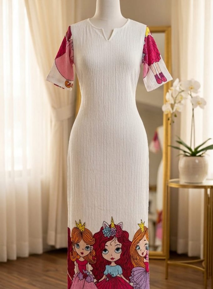 V NECK SHORT SLEEVE SIMPLE CASUAL DRESS