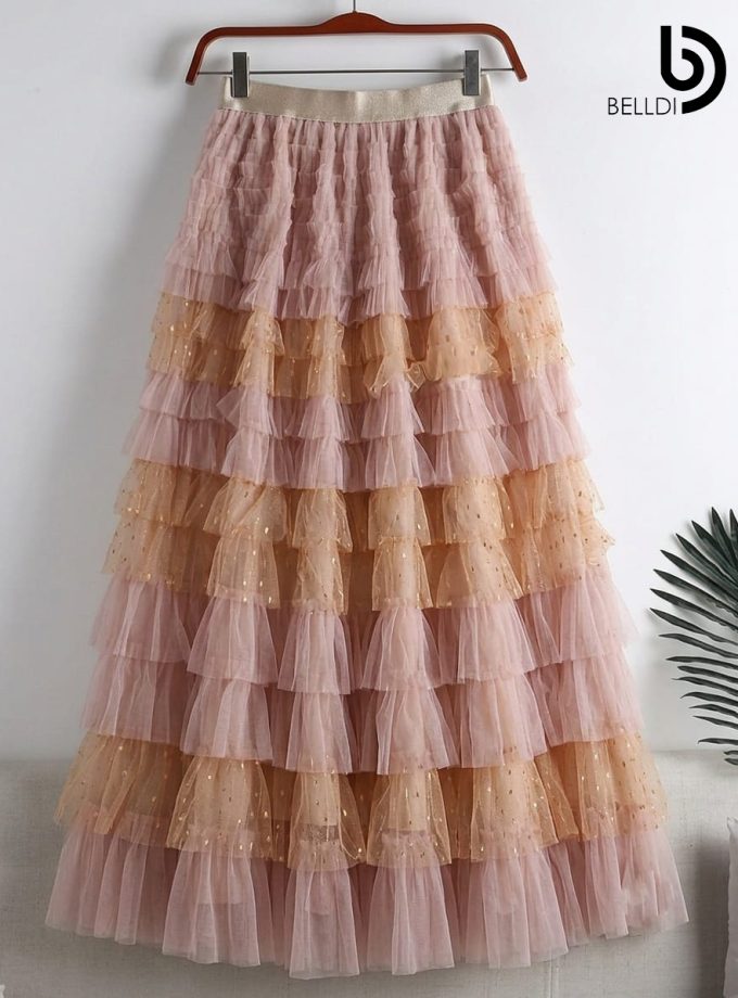 TIERED TULLE MAXI SKIRT