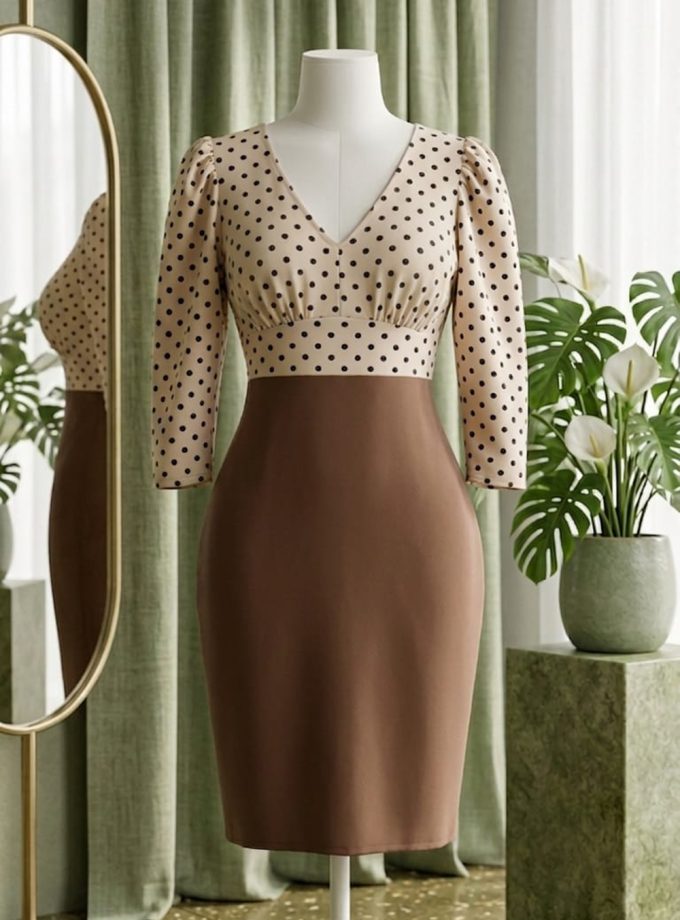 V-NECK HIGH WAIST TIGHT SHORT DRESS