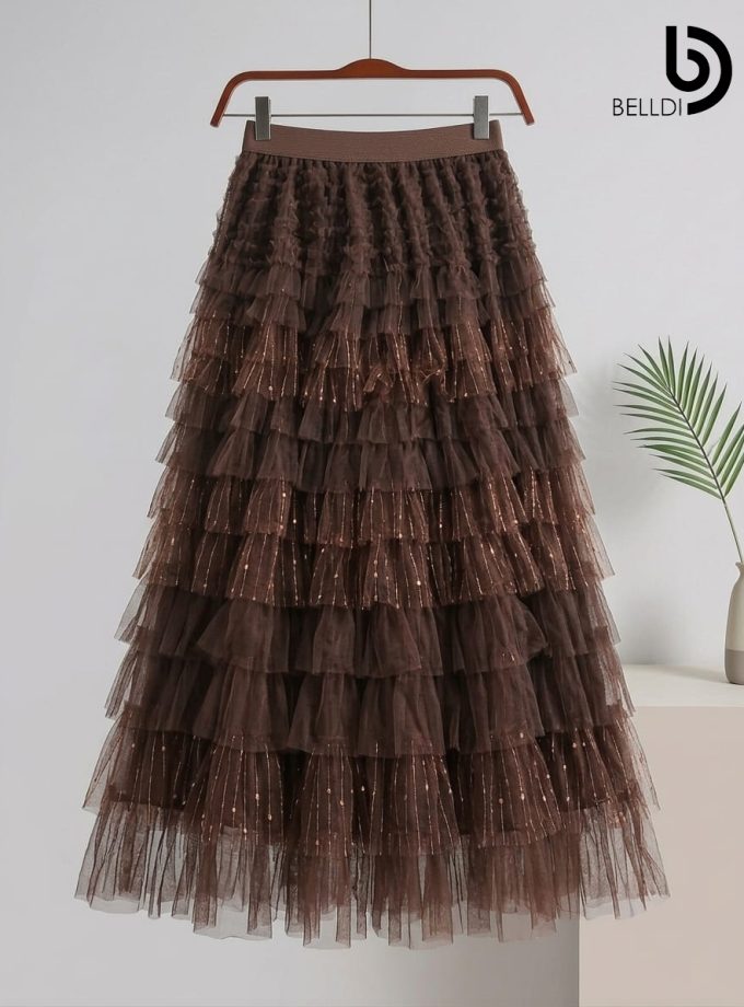 TIERED TULLE MAXI SKIRT