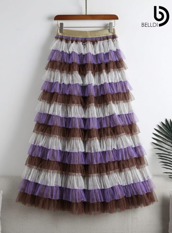 TIERED TULLE MAXI SKIRT
