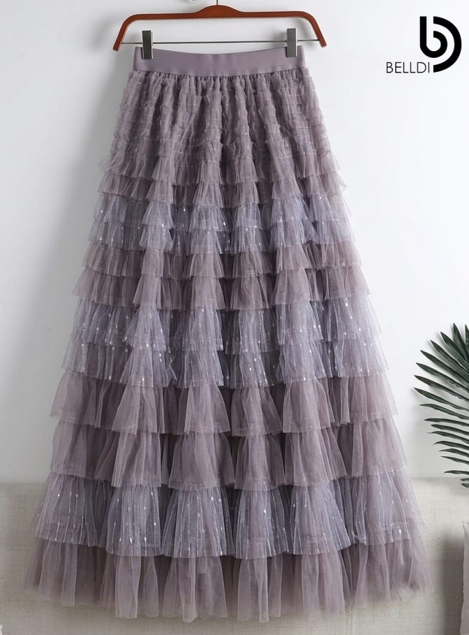 TIERED TULLE MAXI SKIRT