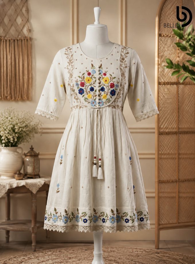 FLORAL EMBROIDERED INDIAN SHORT FROCK