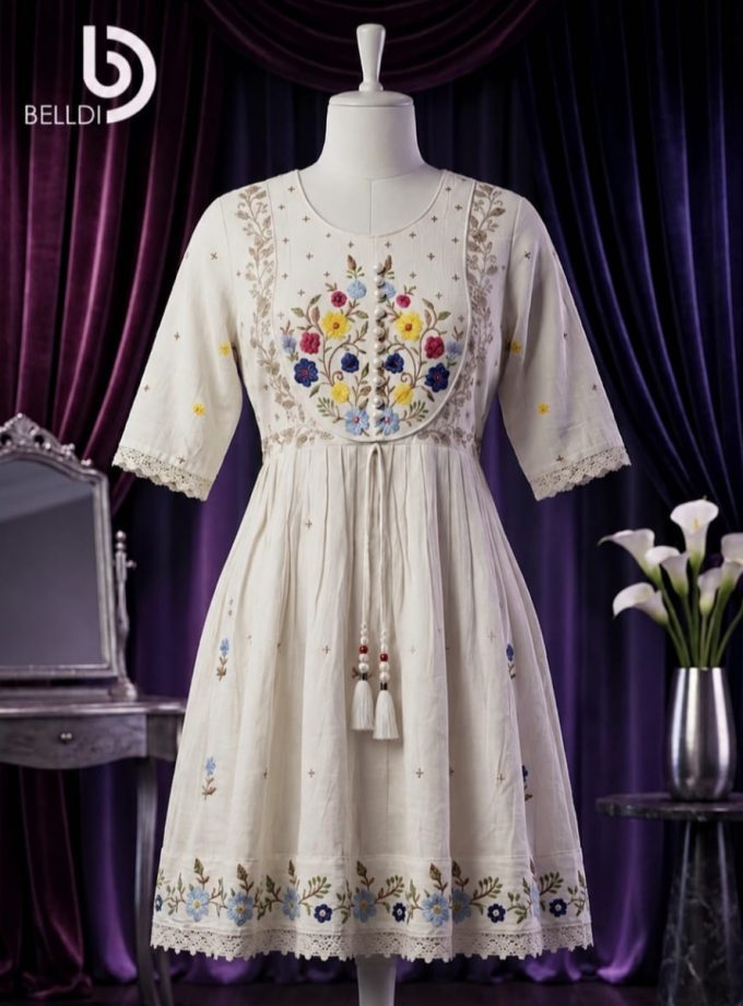 FLORAL EMBROIDERED SHORT FROCK