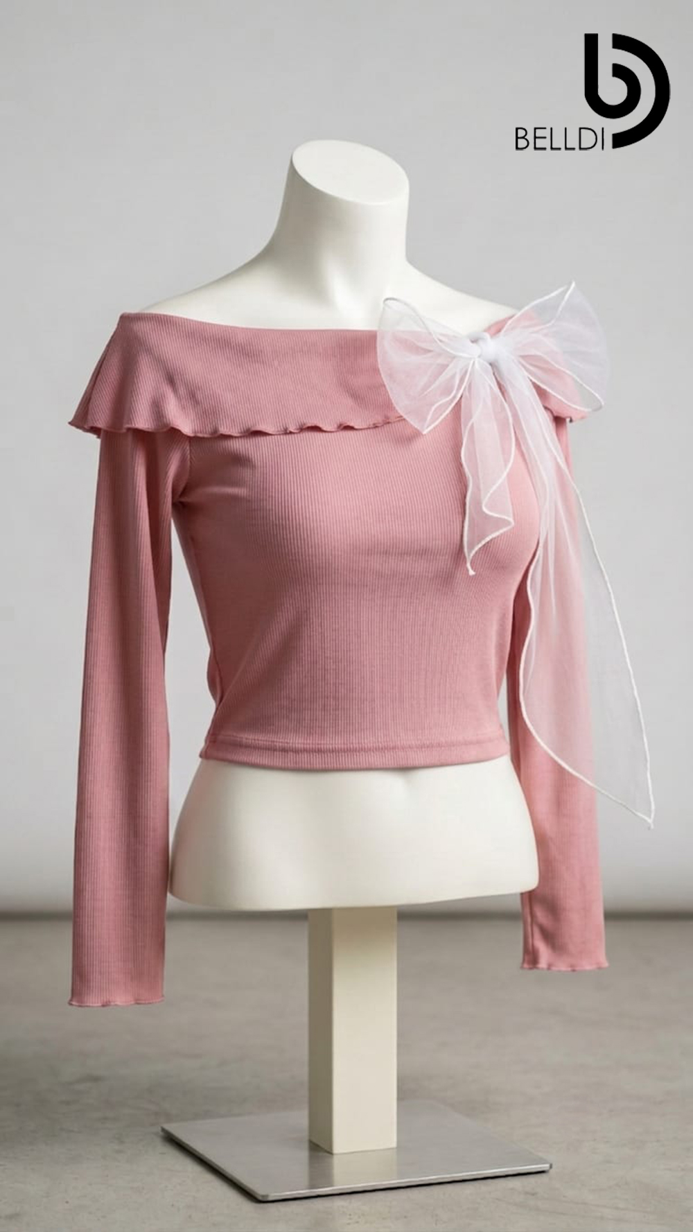 LONG SLEEVE CROP TOP WITH BOW