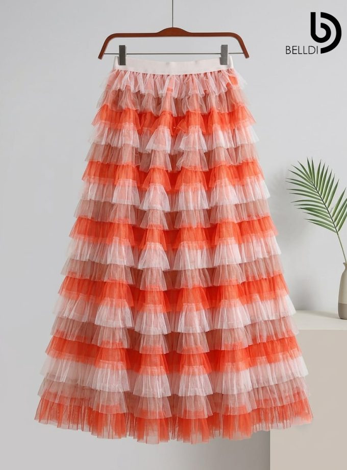 TIERED TULLE MAXI SKIRT