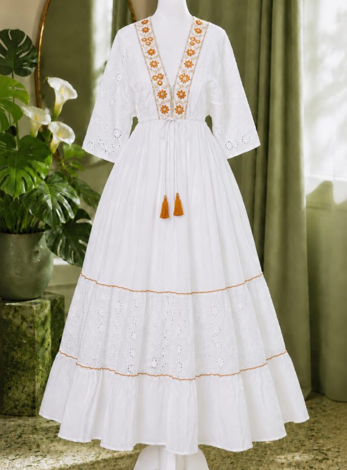 BLOSSOM EMBROIDERED MAXI DRESS