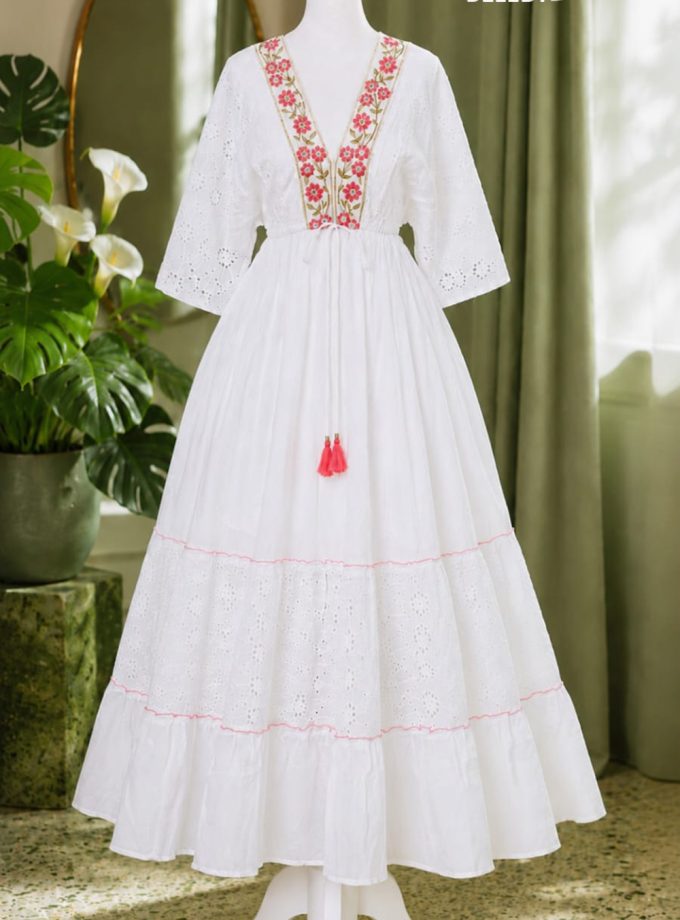 BLOSSOM EMBROIDERED MAXI DRESS