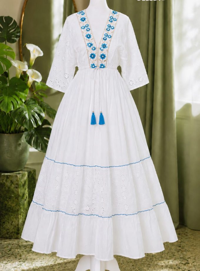 BLOSSOM EMBROIDERED MAXI DRESS