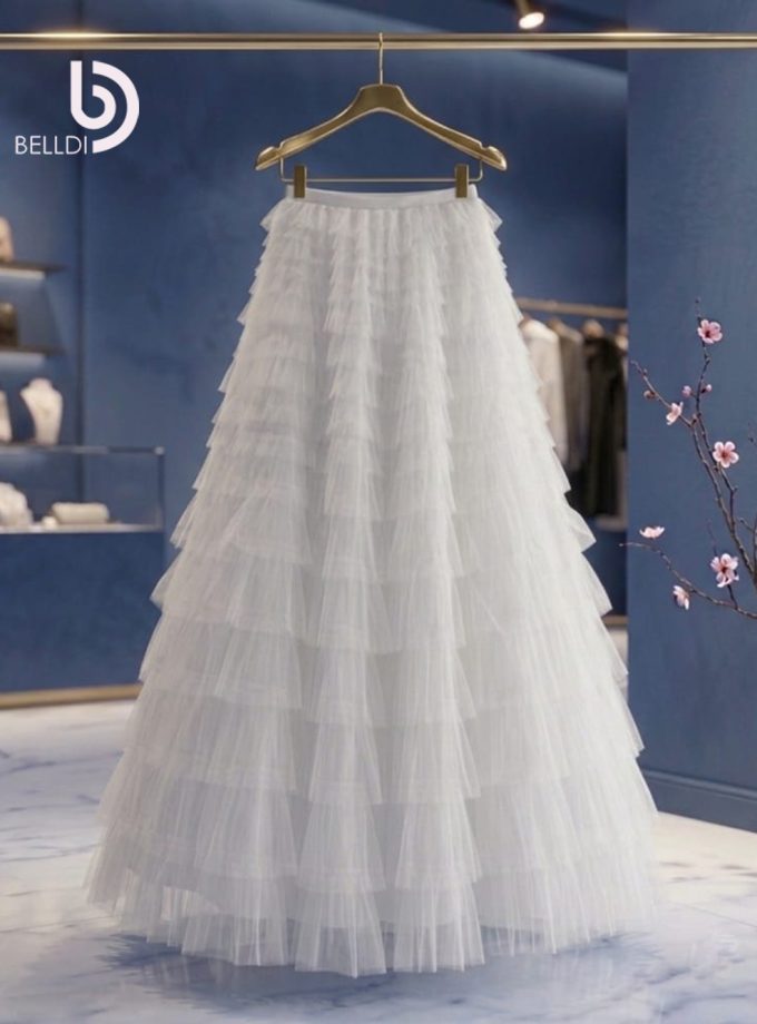 TIERED TULLE MAXI SKIRT