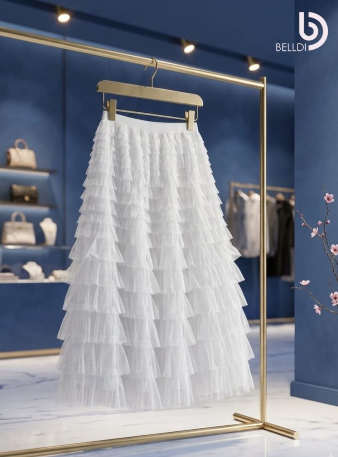 TIERED TULLE MAXI SKIRT