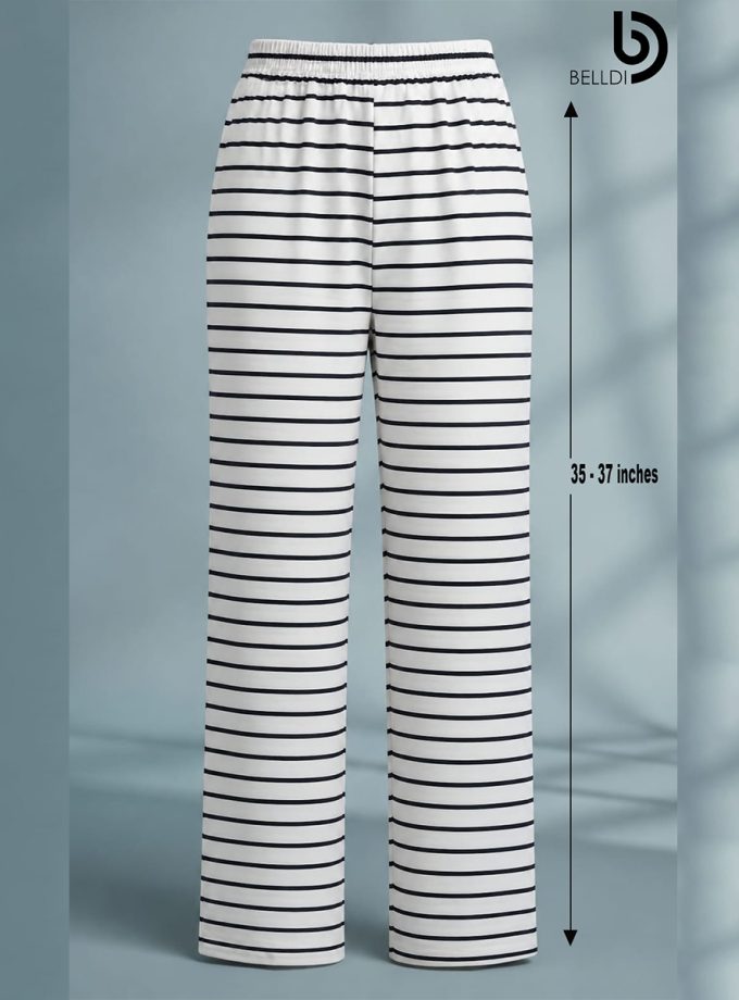 WHITE & BLACK STRIPED STRETCH PANT