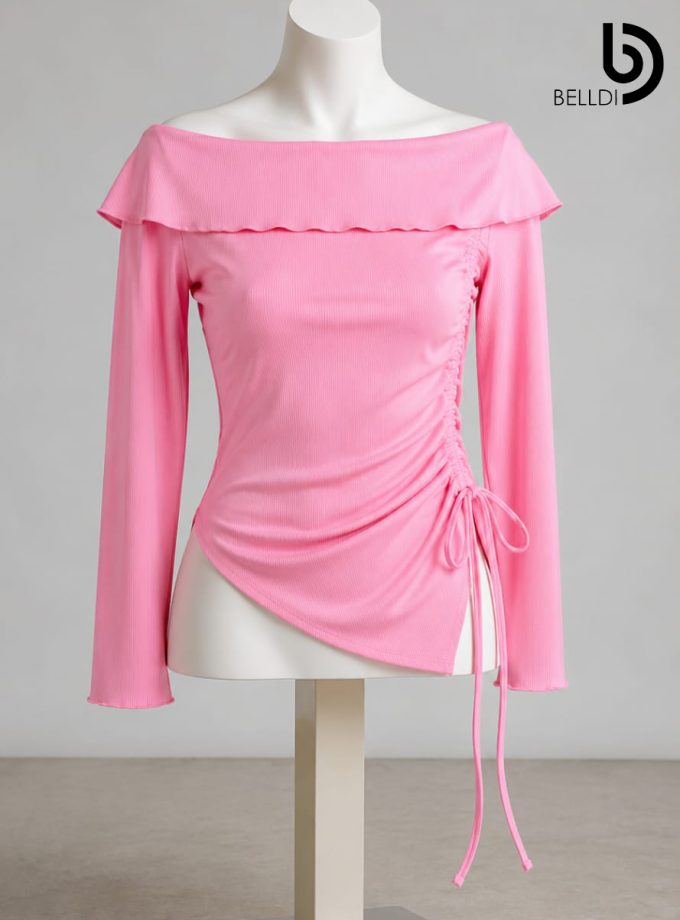 OFF SHOULDER LONG SLEEVE CROP TOP