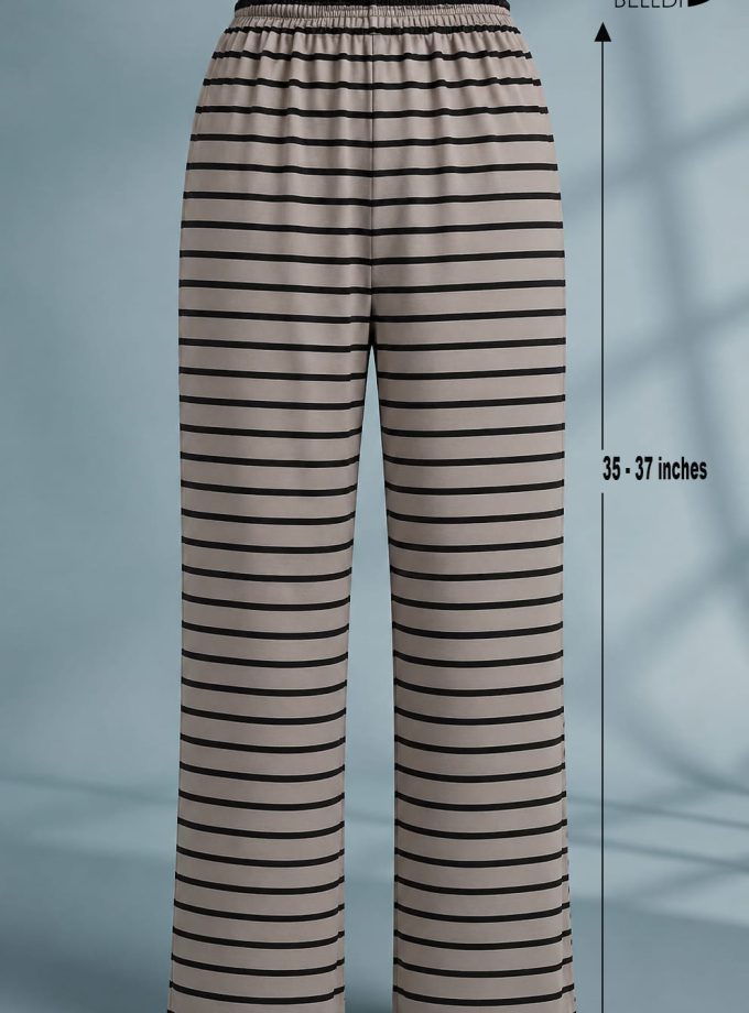 BEIGE & BLACK STRIPED STRETCH PANT
