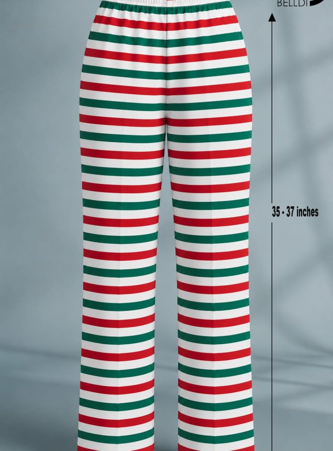 RED & GREEN STRIPED STRETCH PANT