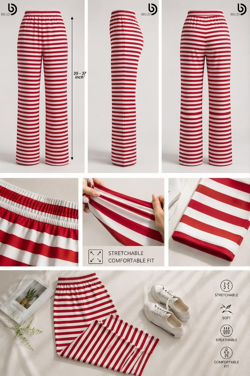 RED & WHITE STRIPED STRETCH PANT - Image 2