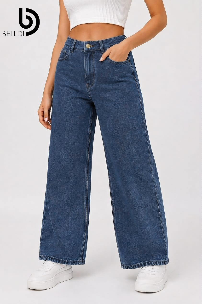 ACID WASH WIDE LEG BLUE DENIM