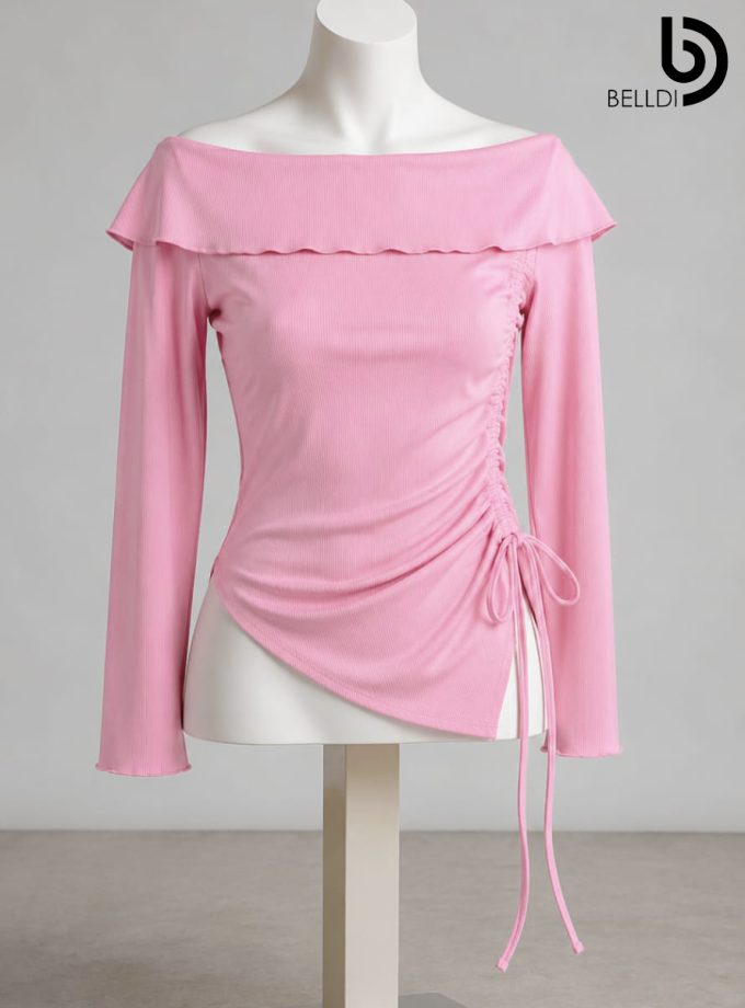 OFF SHOULDER LONG SLEEVE CROP TOP