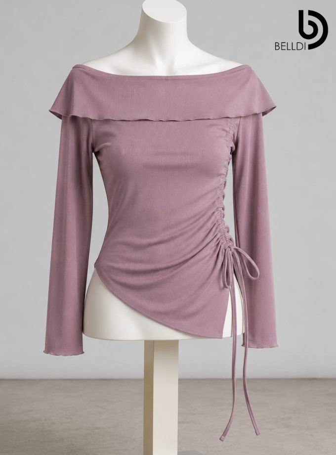 OFF SHOULDER LONG SLEEVE CROP TOP
