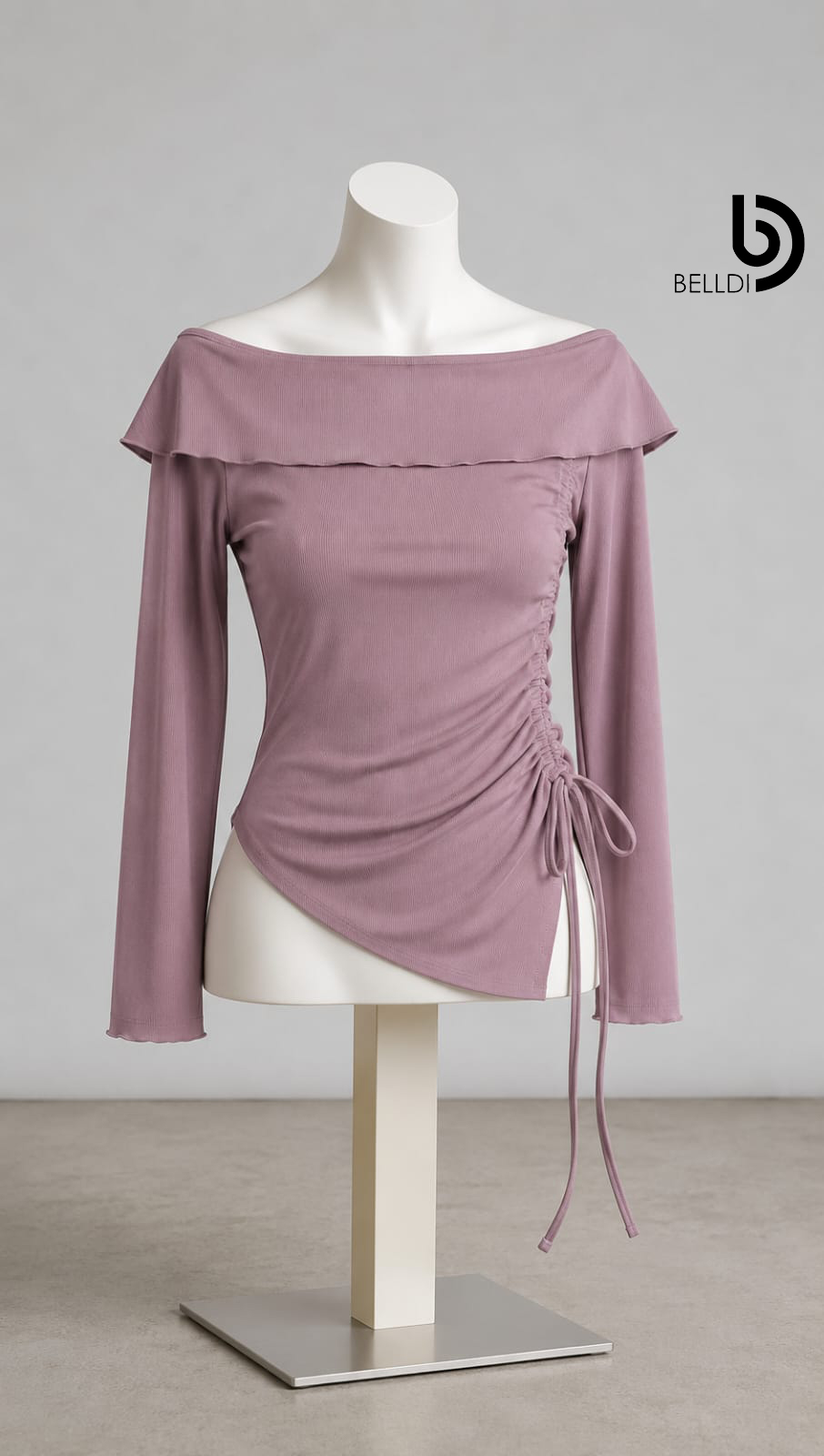 OFF SHOULDER LONG SLEEVE CROP TOP
