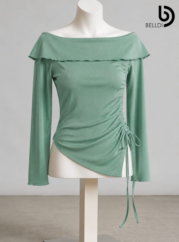 OFF SHOULDER LONG SLEEVE CROP TOP