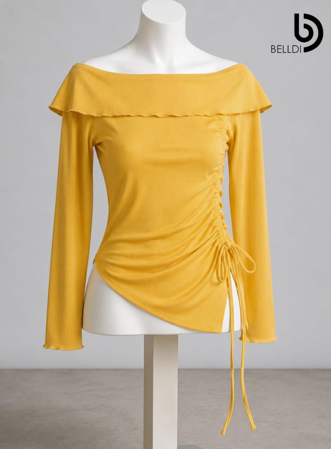 OFF SHOULDER LONG SLEEVE CROP TOP