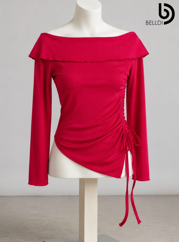 OFF SHOULDER LONG SLEEVE CROP TOP